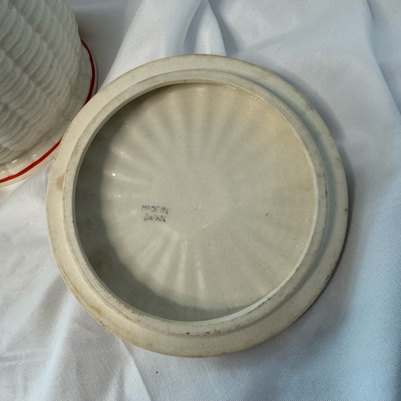 Basket Weave Cookie Jar Biscuit Jar Marked Made In Japan Beauchin Ware Japanese - Picture 5 of 7